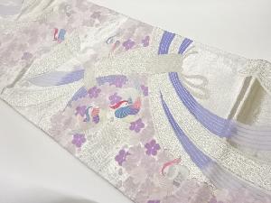 棚ね熨斗に鴛鴦・花模様織出し袋帯